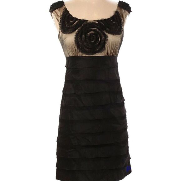 Lucy Paris Nude and Black Rosette Mini Dress - Picture 1 of 8